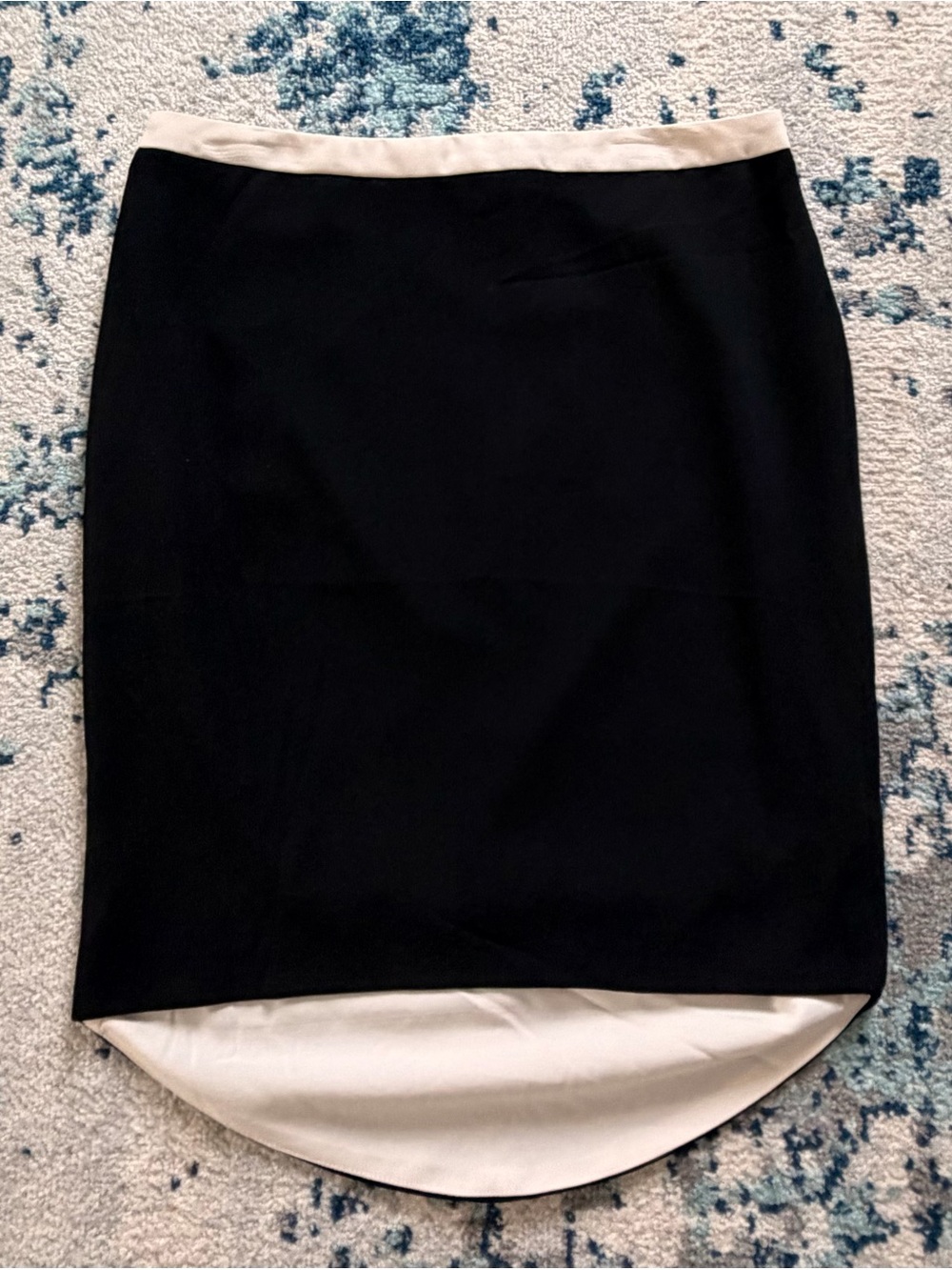 Costa Blanca Black Midi Pencil Skirt with White Trim